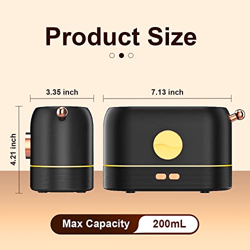 TFNN Flame Diffuser for Essential Oils, 200ml Multi-Color Flame Humidifier, Aroma Diffuser with No-Water Auto-Off Protection for Home Yoga Office Bathroom(Black)