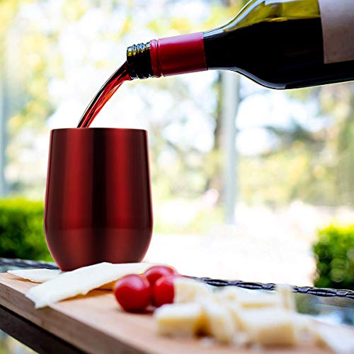 image for Insulated Wine Tumbler with Lid, Deedro 12 oz Double Wall Vacuum Insul