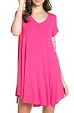 Bamboo Fiber Knit Short Sleeve V-Neck T-shirt Dress