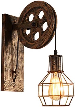 TAOMZ Creative Wheel Retro Wall Light| 1 Light，Iron Art| American Country Aisle Wall Lamp Fixture Lights Wall Industrial Wind Sconce (Color : Bronze-25x30cm)