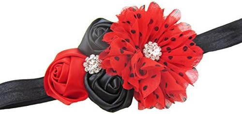 Black and Red Headband, Handmade The Fairy Factory Flower Polka Dot Ladybug (Headband) with Crystal Rhinestone Centers- Black &amp; Red Ladybug