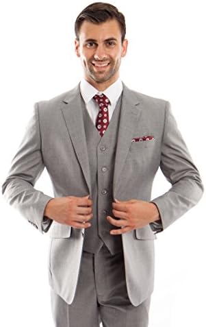Mens 2-Piece Textured Wool Tuxedo Suit With Matching Vest &amp; Free Socks
