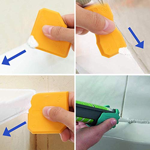 Caulking Tools 5 pcs, Sealant Removal and Multi-Purpose Scraper for Kitchen Bathroom Floor Door and Window (Orange)