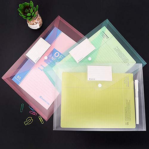 image for Agirlvct 10Pcs A4 Letter Size Transparent Plastic Envelope Folder with