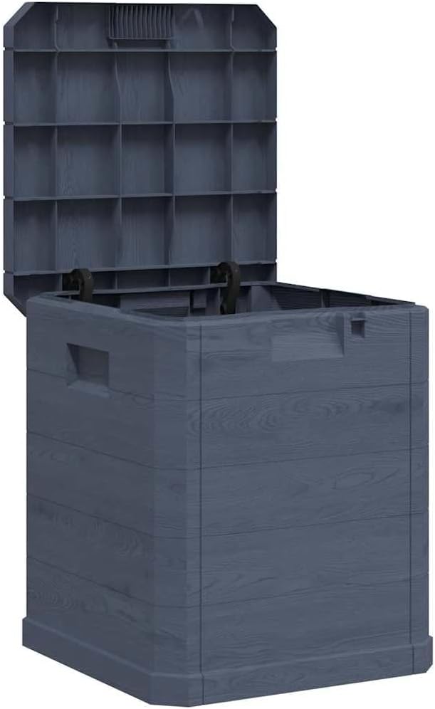 vidaXL Garden Storage Box 90L Anthracite Plastic With Wood Texture