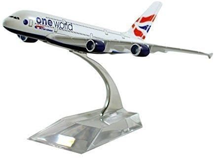 DEALBOX 19 cm Airbus A380 British Airways Die Cast Metal Desk Aircraft Plane Model by db
