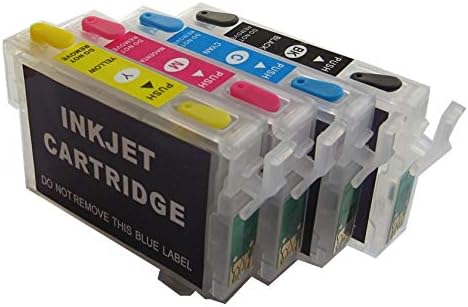 4 Refillable Car Reset Cartridges T16 for WorkForce WF-2010 2510 2520 2530 2540 2630 2650 2660 2750 2760