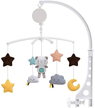 GRANDLIN Baby Musical Crib Mobile, Nursery Room Hanging Rotating Rattles Bed Bell Newborn Gift Baby Crib Bassinet Stroller Bed Hanging Rotating Toys Decor