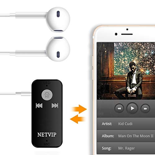 Bluetooth Receiver, Portable Wireless Adapter Car Kit 3.5mm Aux Stereo Output for Home Audio Music Streaming Sound System, Hands-Free Calling Voice Assistant, Support TF/SD Card, Built-in Mic