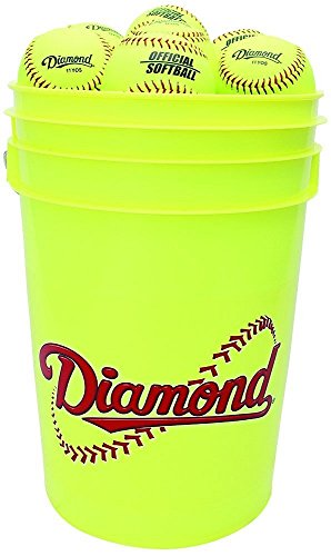 Diamond 6-Gallon Ball Bucket with 18 11YOS 11-inch Softballs, Yellow