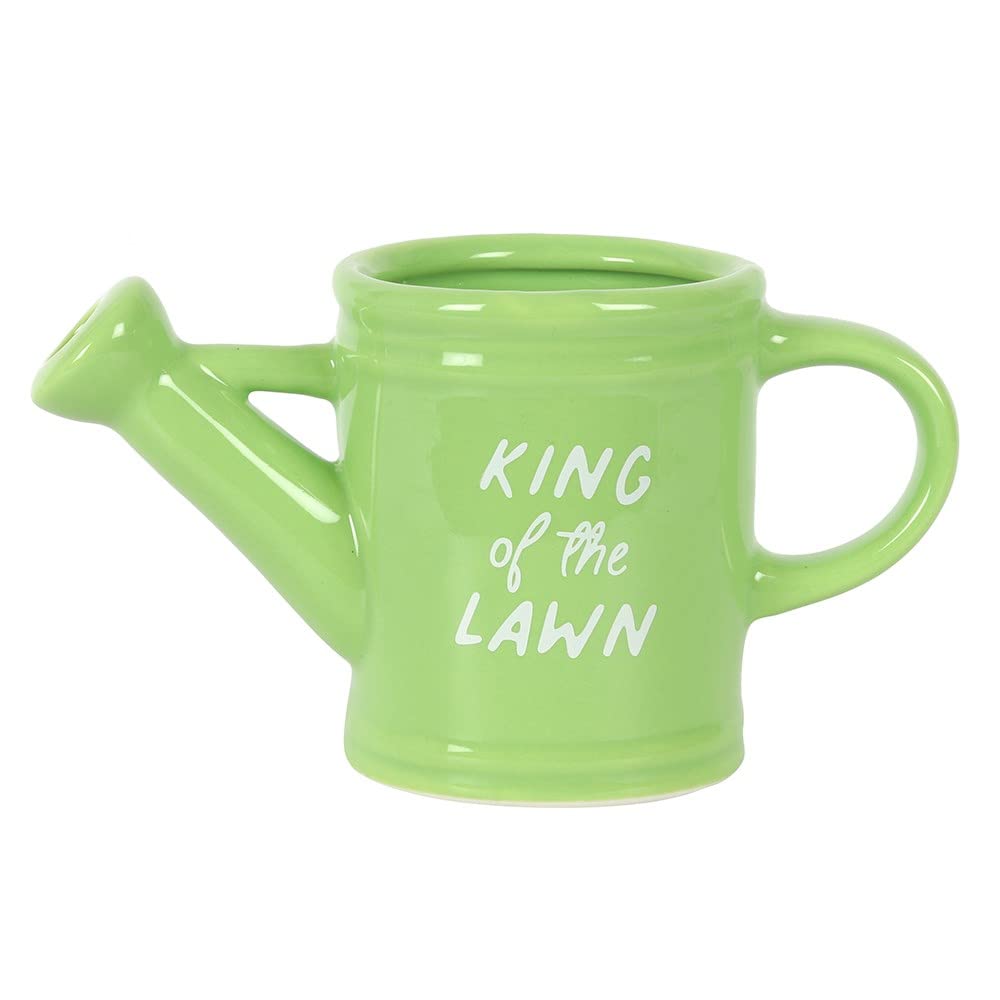 Vibrant Green Ceramic "King of the Lawn" Watering Can Mug - 10cm x 19cm (1 Pc.) - Multifunctional & Stylish Design - Perfect for Everyday Use