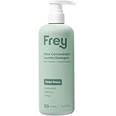 FREY Concentrated Liquid Laundry Detergent | Formulated for Sensitive Skin & HE Washers | Removes Stains Effectively | 50 Loads per Bottle (1-pack Cedar Grove)