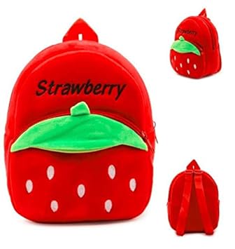 Frantic Premium Quality Soft Red Strawberry Velvet Plush Bag for Kids