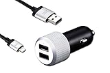 Just Mobile Highway Max Car Charger 2-Port Total 4.2A/21Watt Coiled Lightning Cable Premium Unibody Aluminum (CC-178)