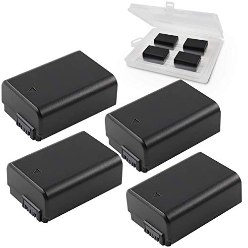 E-TS Upgraded 1800mA Sony NP-FW50 Battery Replacement 4-Pack Compatible Sony DSC-RX10IV DSC-RX10III DSC-RX10II DSC-RX10 Alpha 7 Alpha 7R a7R a7RII a7SII a3000 a5000 a5100 a6000 a6300