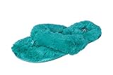 Joan Vass Woman's New Plush Satin Spa Thong Slipper In 4 Beautiful Colors (XX-Large, Green)