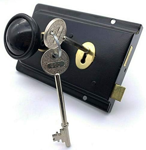 Rim Sashlock and Knob Set Black 6" Lock, 6 Inch