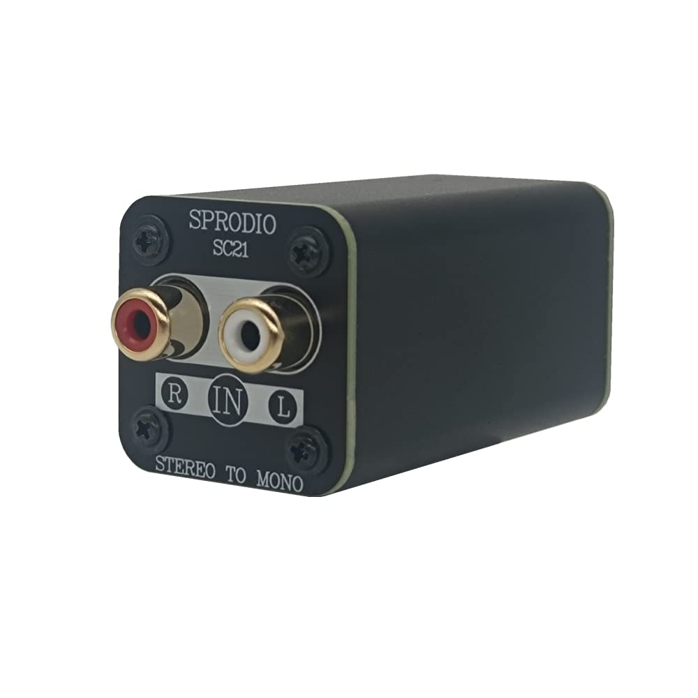 Photo 1 of SPRODIO Single Stereo to Mono Converter, RCA L/R Audio Adapter Stereo to Mono summing Cable Adapter SC21