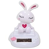 Valentine Bunny Heart on Belly Love Themed Rabbit Solar Toy Car Dashboard Desk Decor