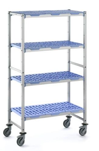 Tournus PLH1292R Commercial Anodized Aluminum Mobile Shelving Unit with Four Shelves, 22