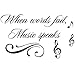 Home Find When Words Fail, Music Speaks Inspiring Quotes Sayings Words Art Decals Inspirational Lettering Vinyl Wall Art for Music Room Living Room Bedroom 22 inches x 13 inches