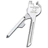 Swiss+Tech ST66676 Polished SS 6-in-1 Utility Key Multitool for Keychain for Auto, Camping, Hardware