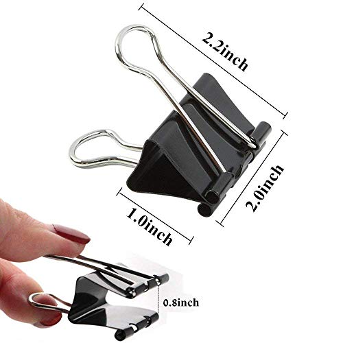 Harapu Extra Large Binder Clips 2-Inch, Big Paper Clamps for Office School Home Kitchen Supplies, Black (6 Pack)