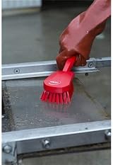 Vikan 41929 Stiff Washing Scrubbing Hand Brush Short Handle 270mm Black view 7