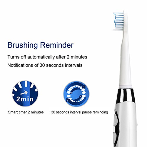 Купить Electric Toothbrush Rechargeable Sonic Toothbrush with Replacement Heads 3 Brushing Modes