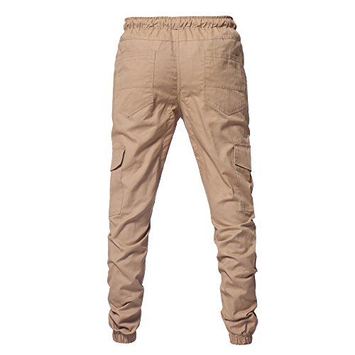 Farjing Men's Pant Clearance,Men's Pure Color Fashion Sport Bandage Casual Loose Sweatpants Drawstring Pant(4XL,Khaki)