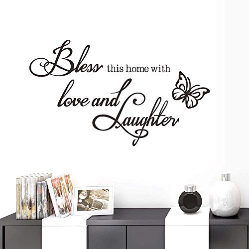 image for Hatisan Bless This Home Love Laughter Decal Wall, Sayings Wall Sticker
