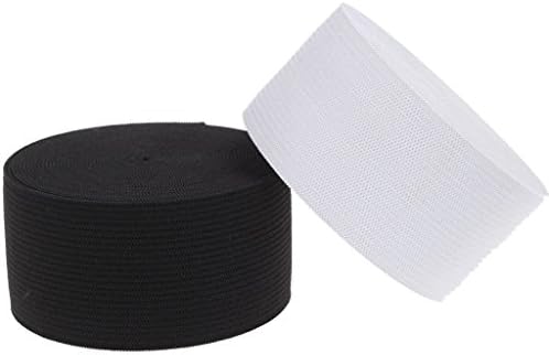 Gourd 1 Inch Heavy Knit Stretch Elastic 5 Yards White and 5 Yards Black