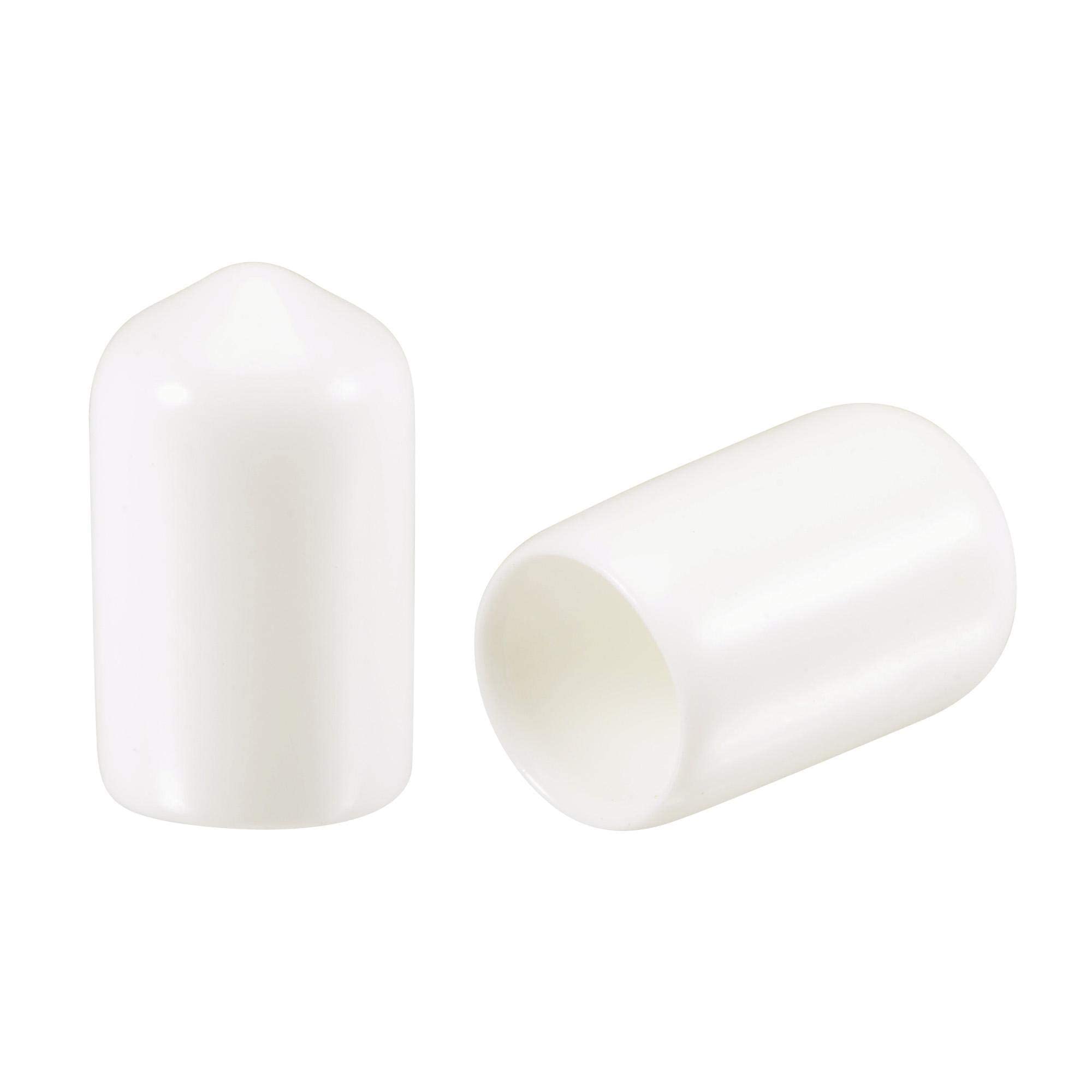 TA-VIGOR 50Pcs Rubber End Caps, 10mm ID Round Flexible Screw End Caps Thread Protectors, White Vinyl Bolt Covers Rubber Covers for Screws, Tubes, Cables, Wires, etc