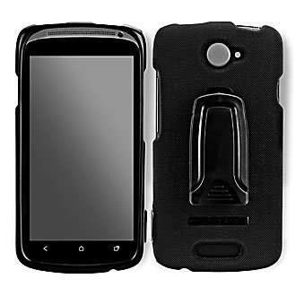 Body Glove HTC ONE s 4g T-Mobile Hard Shield Shell Cover Snap On Case With Kickstand and Belt Clip for HTC one S T-Mobile ONLY BodyGlove - Black