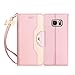 Galaxy S7 Edge Case, FYY Premium PU Leather Wallet Case with Cosmetic Mirror and Bow-Knot Strap for Samsung Galaxy S7 Edge Pink & Gold