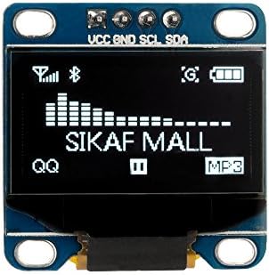SIKAF MALL 0.96'' inch White I2C IIC Serial 128X64 OLED LCD Display Module with 4 Pin for Arduino