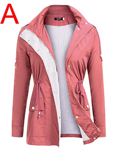 FISOUL Raincoats Waterproof Lightweight Rain Jacket Active Outdoor Hooded Women's Trench Coats Orange