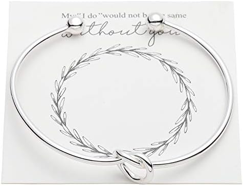 Vesungimey Bridesmaid Bracelets Bangle - Tie The Knot Bracelet Jewelry,Perfect Bridemaids Gifts with Cards -Gold,Rose Gold,Silver Color Available,Set of 1,4,6