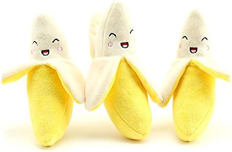 Kelier Pets Chew Squeaker Squeaky Banana Plush Toys for Dog Cat - Set of 3