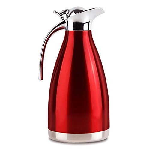 FUNRUI 2L Vacuum Insulated Jug Thermal Carafe Stainless Steel Double Wall Insulation Pot for Coffee Juice Milk Tea Beverages (RED)