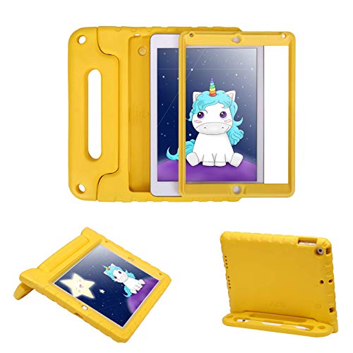HDE Case for iPad 9.7-inch 2018 / 2017 Kids Shockproof Bumper Hard Cover Handle Stand with Built in Screen Protector for New Apple Education iPad 9.7 Inch (6th Gen) / 5th Generation iPad 9.7 - Yellow