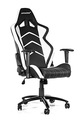OpenWheeler AKRacing Racing Style Desk Office Gaming Chair with High Backrest, Recliner, Swivel, Tilt, Rocker and Seat Height Adjustment Mechanisms. PU Leather (Black and White) - Thumbnail 4