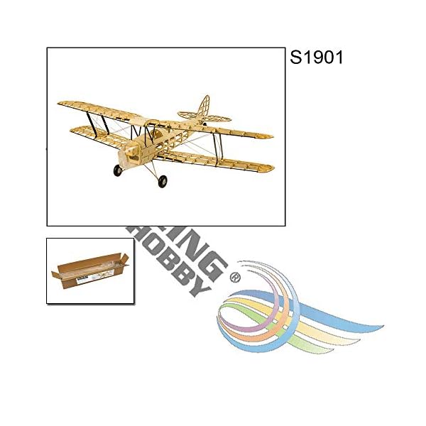 Mobiliarbus Holz Flyer Modell Bausatz S1901 Balsaholz RC Flugzeug Tiger Moth Fernbedienung Doppeldecker Zerlegt KIT… – Bild 4
