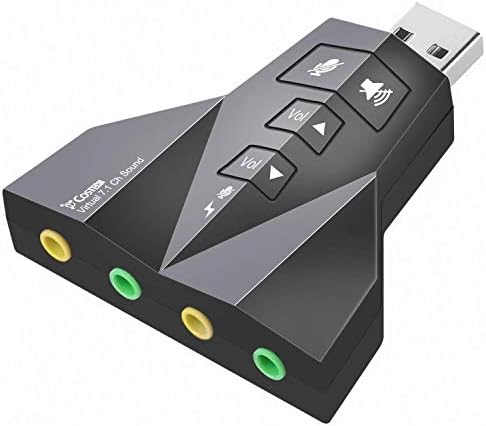 Fox Micro USB External Stereo Sound Adapter [Updated Version] Virtual 7.1 Channel Double USB Microphone & Headset Port Plug and Play No Drivers Needed for Windows, Mac, Linux