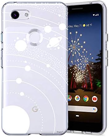 Unov Pixel 3a Case Clear with Design Soft TPU Shock Absorption Slim Embossed Pattern Protective Back Cover for Pixel 3a 5.6 inch (White Universe)