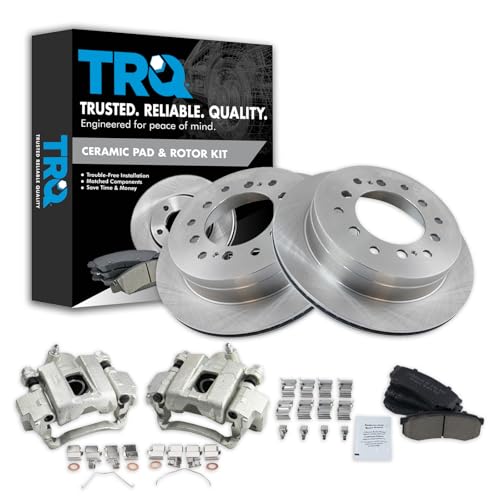 TRQ Rear Brake Pad and Rotor Set Ceramic Vented Rotors Calipers Compatible with…