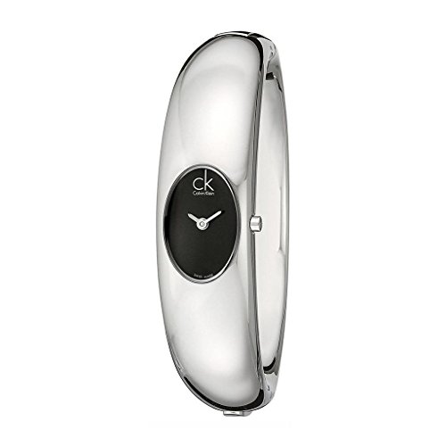 Calvin Klein Women's K1Y23102 'Exquisite' Black Dial Stainless Steel Medium Bangle Watch
