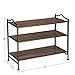 SONGMICS 3- Tier Slat Shoe Rack, Stackable and Expandable with Adjustable Shelves, Entryway Shoe Storage Organizer with Metal Frame ULMR13AX