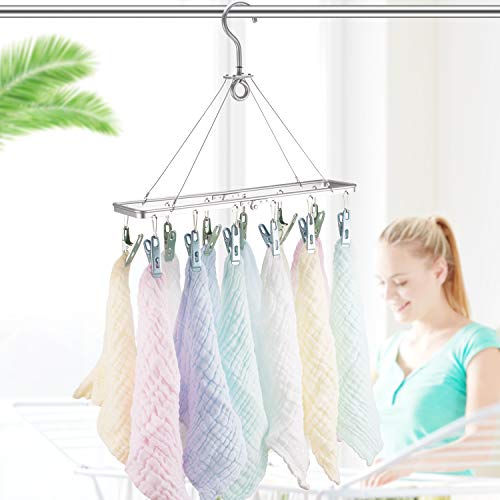 image for Senbowe Foldable Clip and Drip Hanger, Clothes Drying Rack Sock Hanger