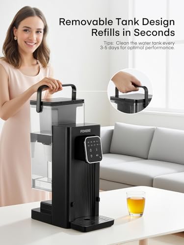 Instant Hot Water Dispenser, 4 Temp Settings (45°C-100°C),4 Volume Options(150ml-500ml), Digital Touch Screen One Cup Kettl, 2.5L Removable Tank, Safety Lock, for Hot Drinks and Tea